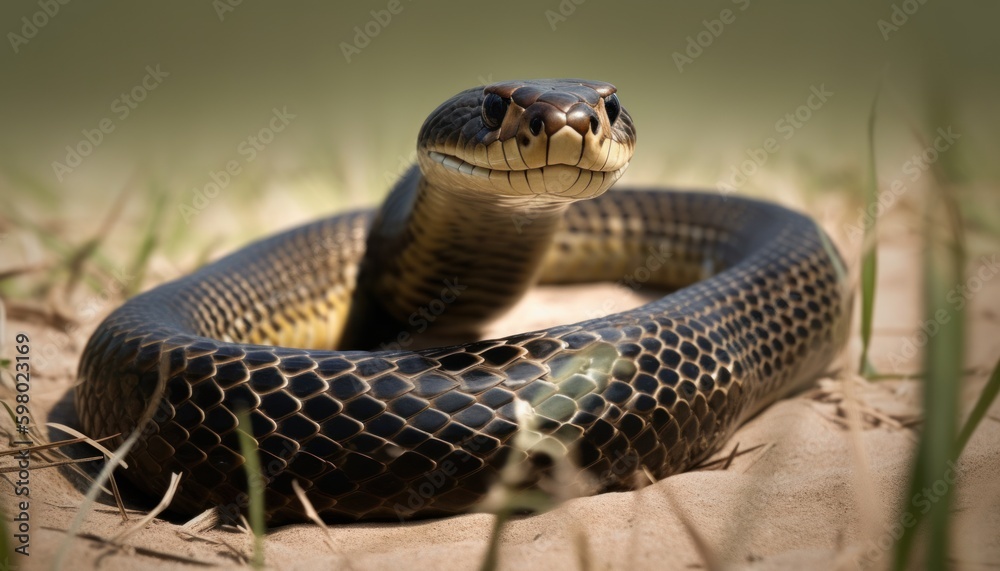 A snake in a grassland ai, ai generative, illustration A snake in a grassland ai, ai generative, illustration