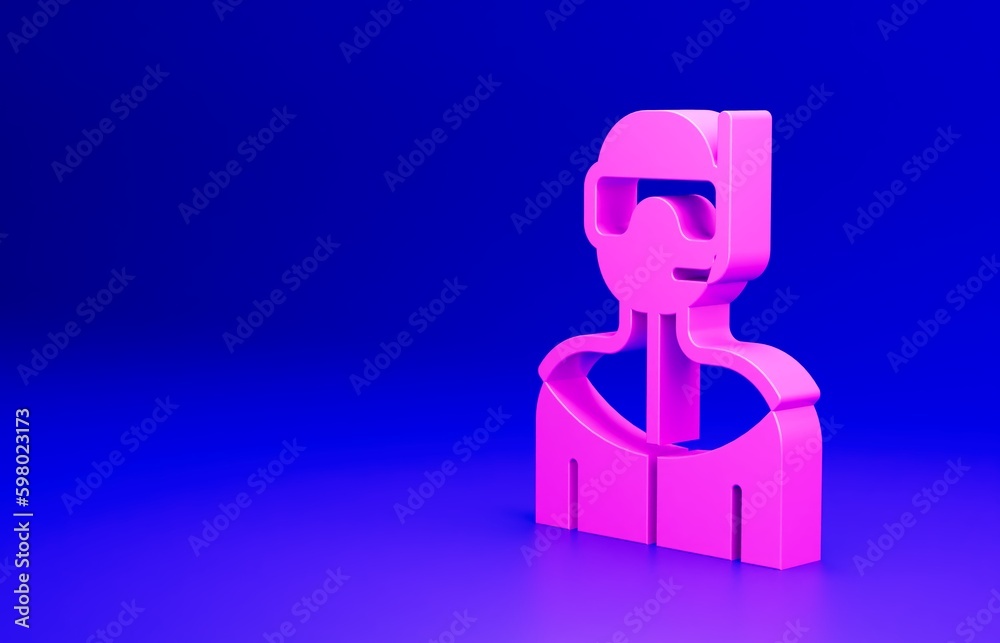 Pink Wetsuit for scuba diving icon isolated on blue background. Diving underwater equipment. Minimalism concept. 3D render illustration