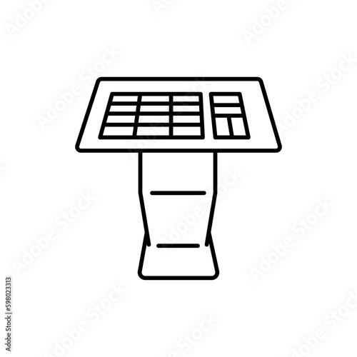 Interactive information kiosk black line icon. Self service counter