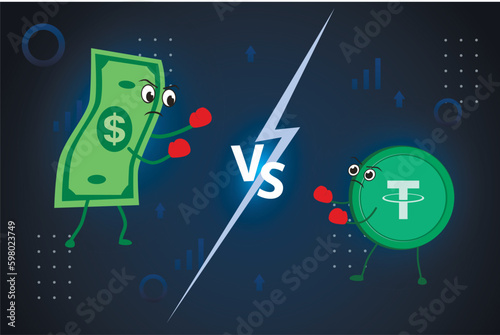Battle of currencies dollar vs usdt stable coin photo