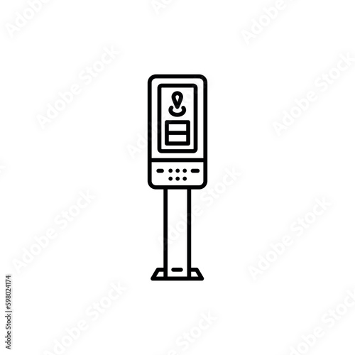 Self-service ticket machine black line icon. Pictogram for web page