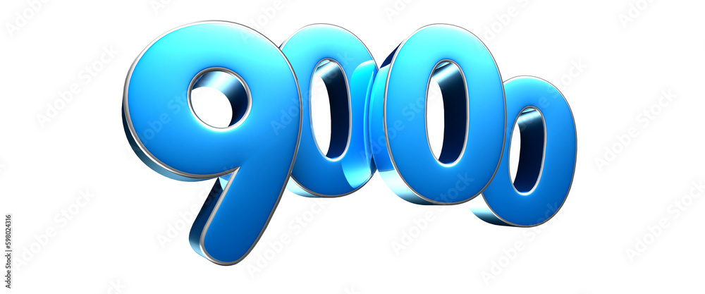 Number 9000 turquoise 3D illustration. Advertising signs. Product design. Product sales. Number 9000 turquoise 3D illustration. Advertising signs. Product design. Product sales.