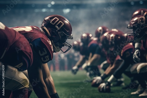 Strength and Skill: Powerful American Football Players Ready to Score, generative ai