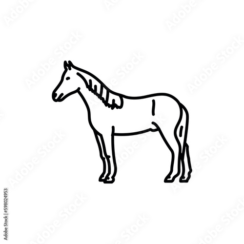 Horse black line icon. Farm animals.