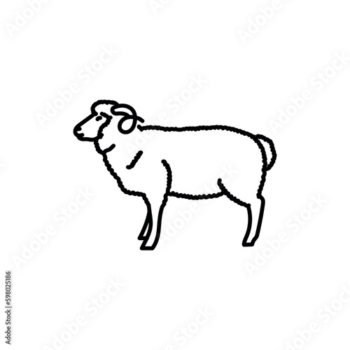 Ram black line icon. Farm animals.