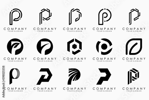 Set of letters p logo design. modern icon creative monogram inspiration.