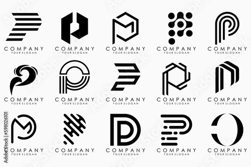 Set of letters p logo design. modern icon creative monogram inspiration.