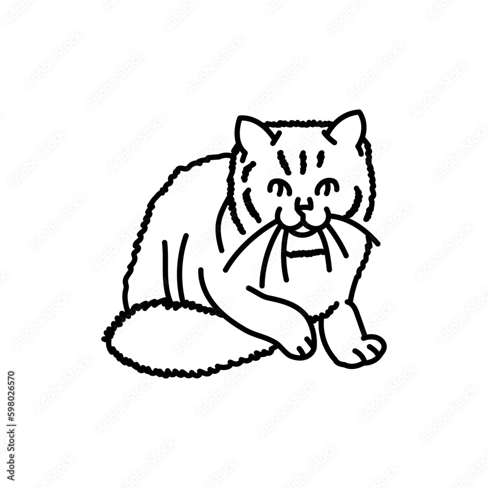 Asian cat black line icon. Farm animals. Asian cat black line icon. Farm animals.
