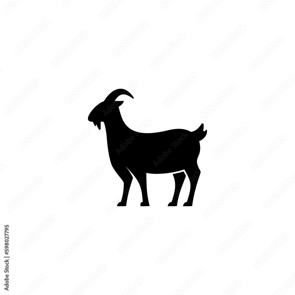 simple goat icon illustration vector, goat silhouette