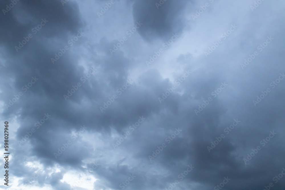 The beautiful dark sky in Ukraine. Awesome grey clouds against background. The weather close to rain