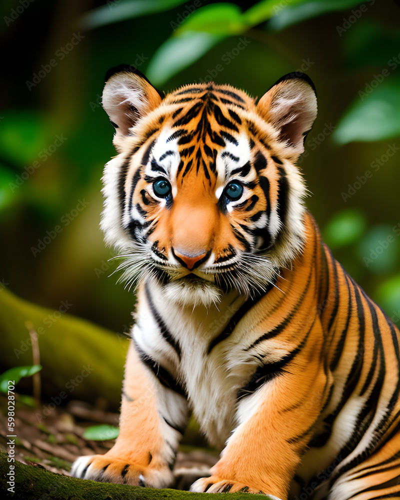 Fototapeta premium Bébé Tigre.IA générative.