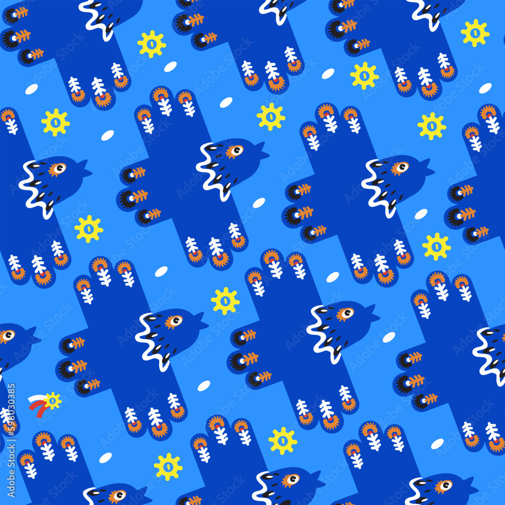 seamless pattern with stars and birds flying seamless pattern with stars and birds flying