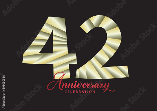 42 year anniversary celebration logotype vector, 42 number design, 42th Birthday invitation, anniversary logo template, logo number design vector, calligraphy font, typography logo, vector design photo