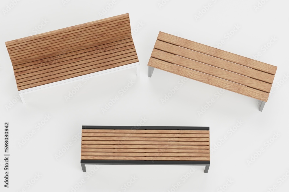 Realistic 3D Render of Garden Benches Realistic 3D Render of Garden Benches