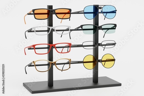 Realistic 3D Render of Glasses on Stand