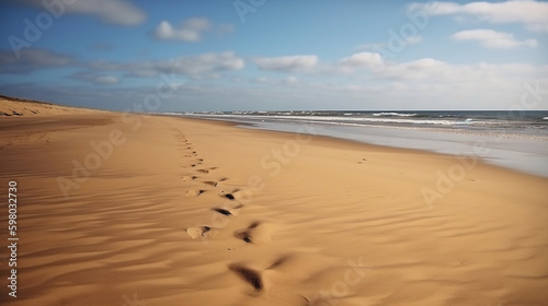 Empty sandy beach with sea. Generative ai