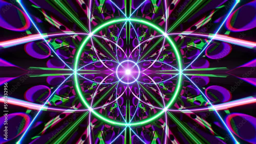 Psychedelic style geometric art background for music event vj loop