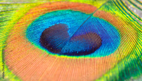 Closeup of a beautiful peacock feather
