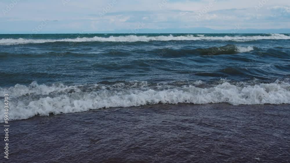 Issyk-Kul lake at strong wind, Kyrgyzstan Issyk-Kul lake at strong wind, Kyrgyzstan