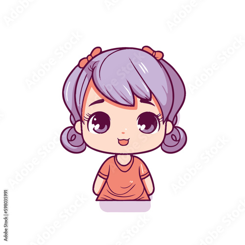 Cute kawaii girl chibi mascot vector cartoon style