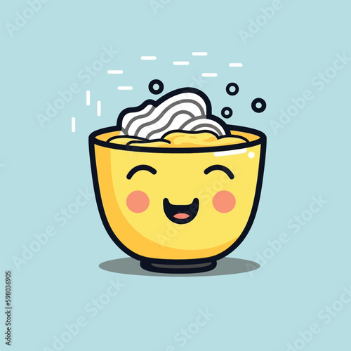 Cute kawaii ice cream chibi mascot vector cartoon style