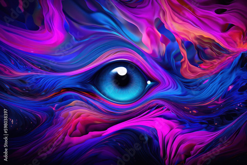 Psychedelic Neon Fluid Waves Background