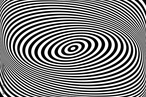 Twisting Whirl Motion and 3D Illusion in Abstract Op Art Striped Lines Pattern.