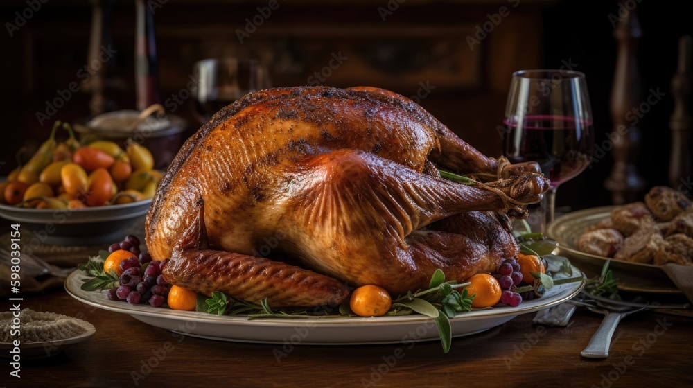 Goldbrauner, knuspriger Truthahn zum Erntedankfest oder Weihnachten in ...