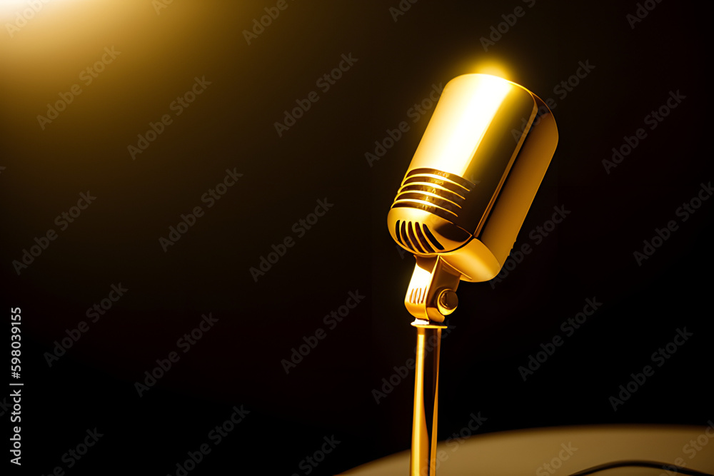 Golden microphone trophy on white background Stock Illustration | Adobe