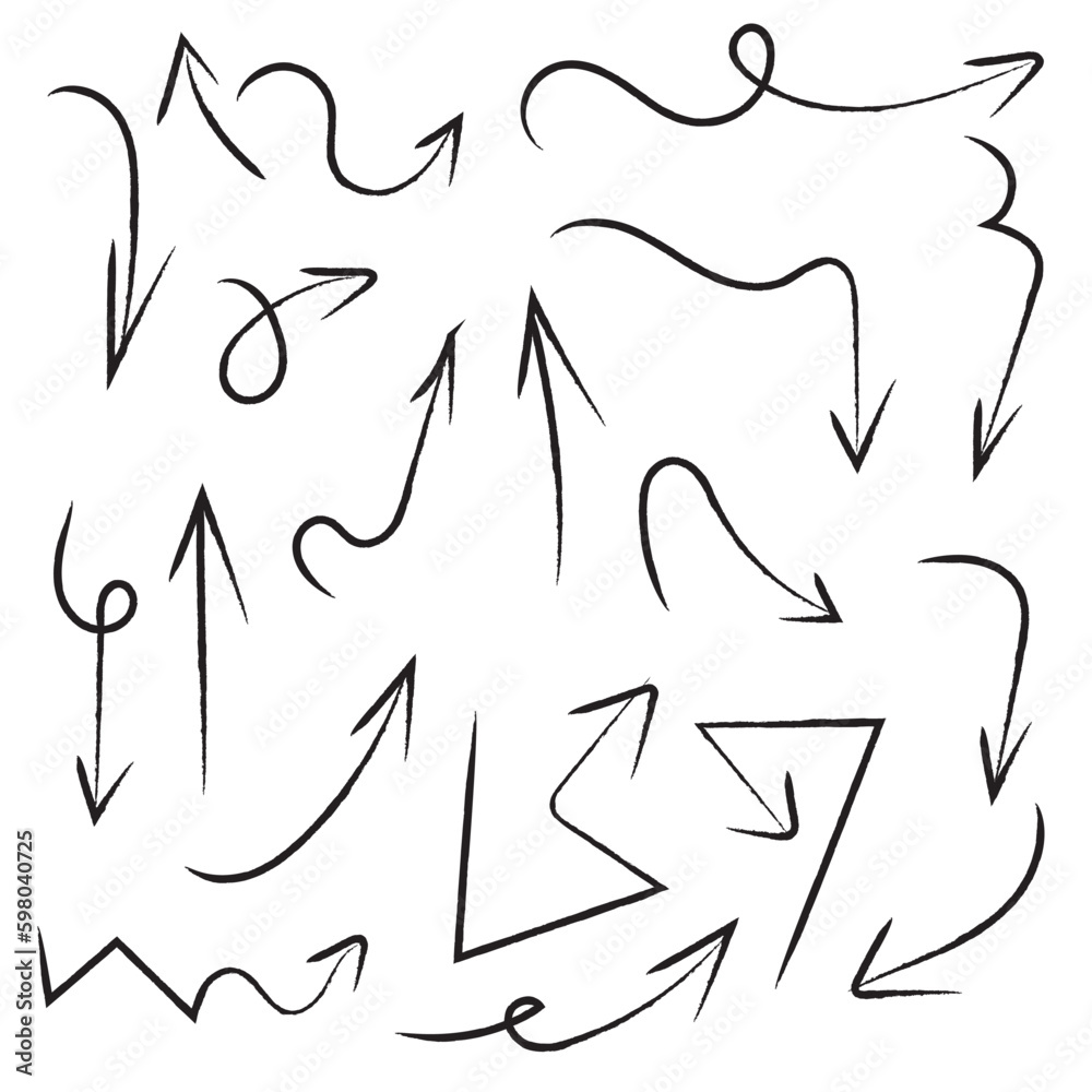 Fototapeta premium arrows set hand made with brush on white background vector eps 10 