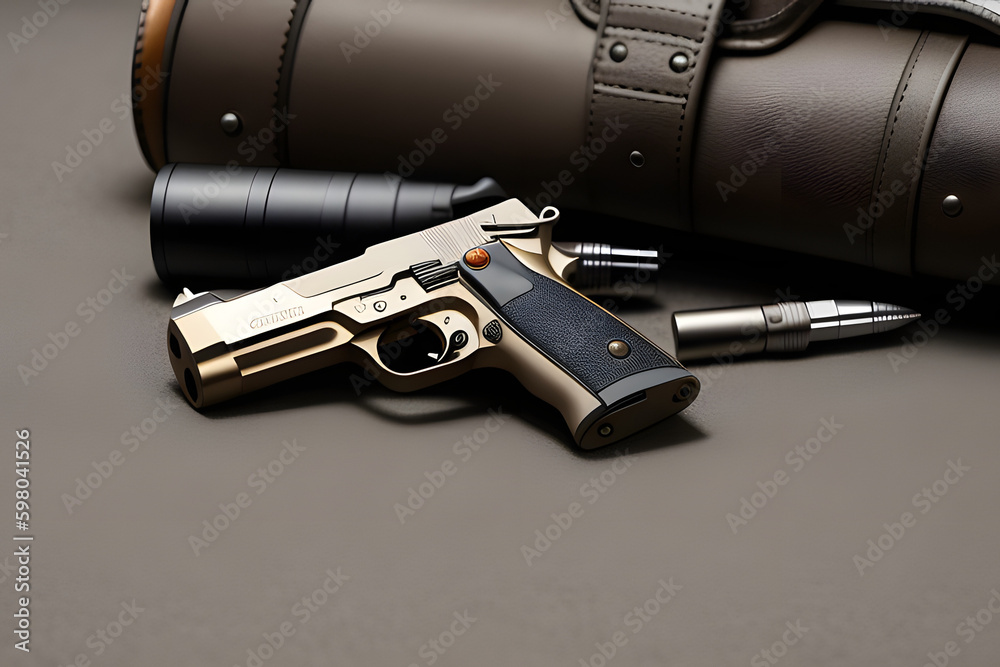 pistol and bullets isolated pistol and bullets isolated