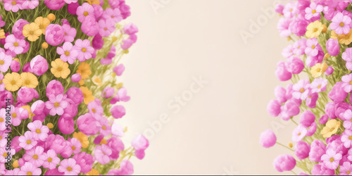  frame with colorflowers and leaves.