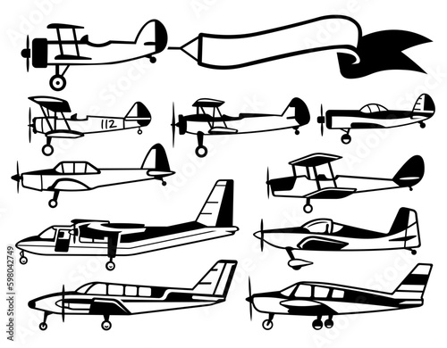 Airplane SVG bundle, Biplane SVG, Airplane banner SVG, Plane SVG, Fighter Airplane SVG, Biplane icon