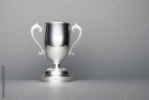 Beautiful silver cup on isolated background for the first place