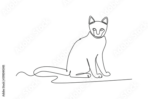 Single one line drawing cat. Urban pets concept. Continuous line draw design graphic vector illustration.
