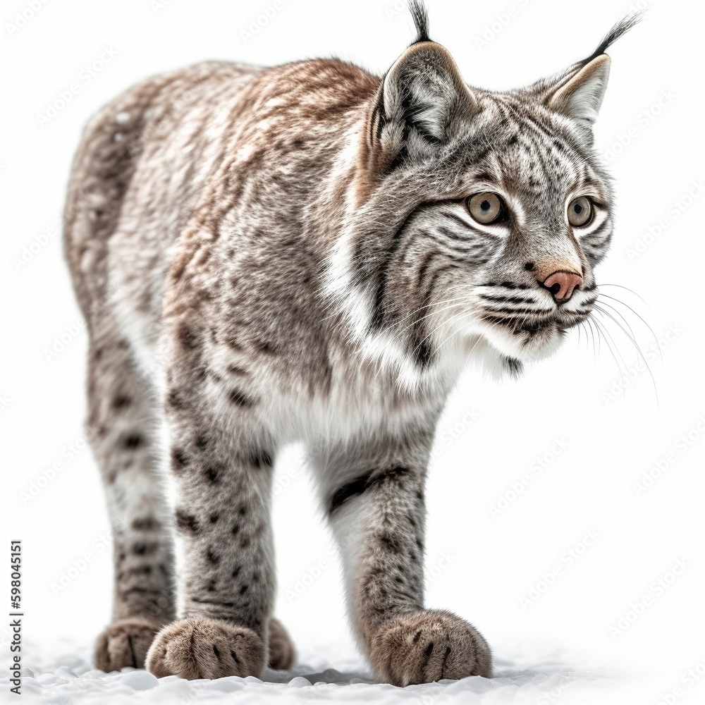 Obraz premium Bobcat isolated on white background (Generative AI)