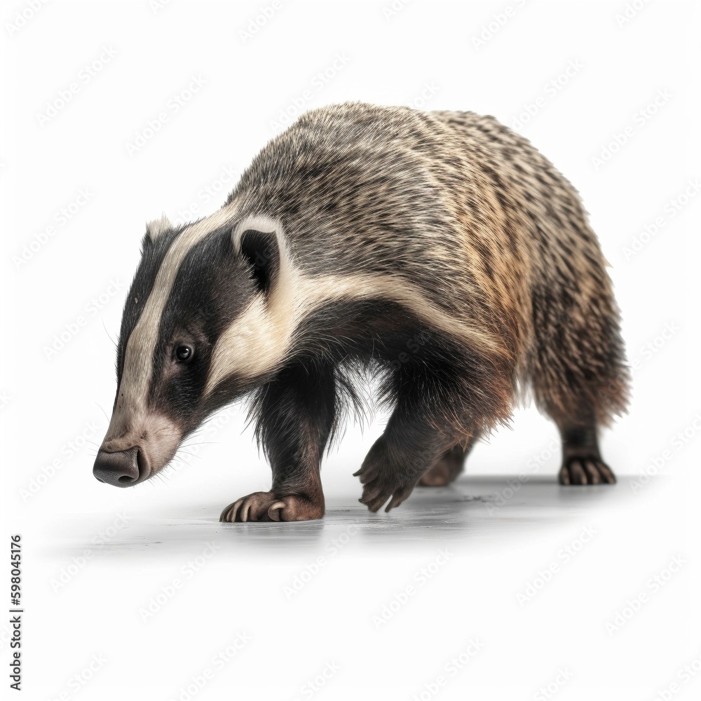 Badger isolated on white background (Generative AI) Badger isolated on white background (Generative AI)