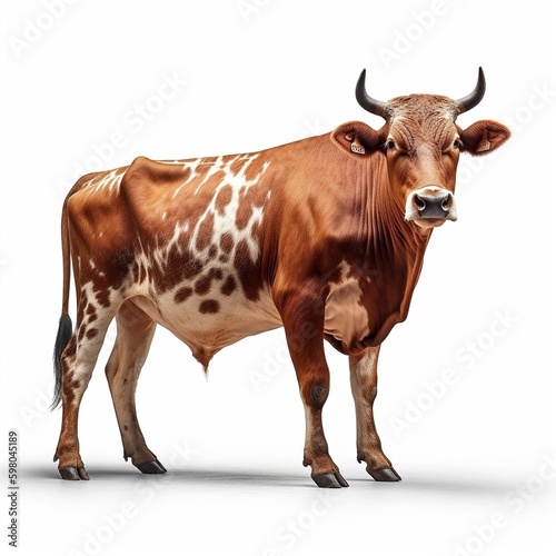 Cow isolated on white background  Generative AI 
