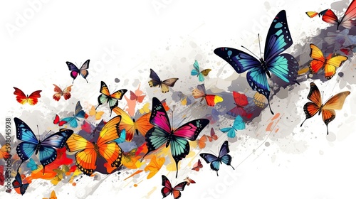 Bright and Colourful Butterflies in Nature's Perfection: Various Animal Wings on a White Background. Generative AI