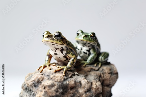 Wild Frog Dancing to Nature's Pulse on Isolated Rock, Generative AI © AIGen