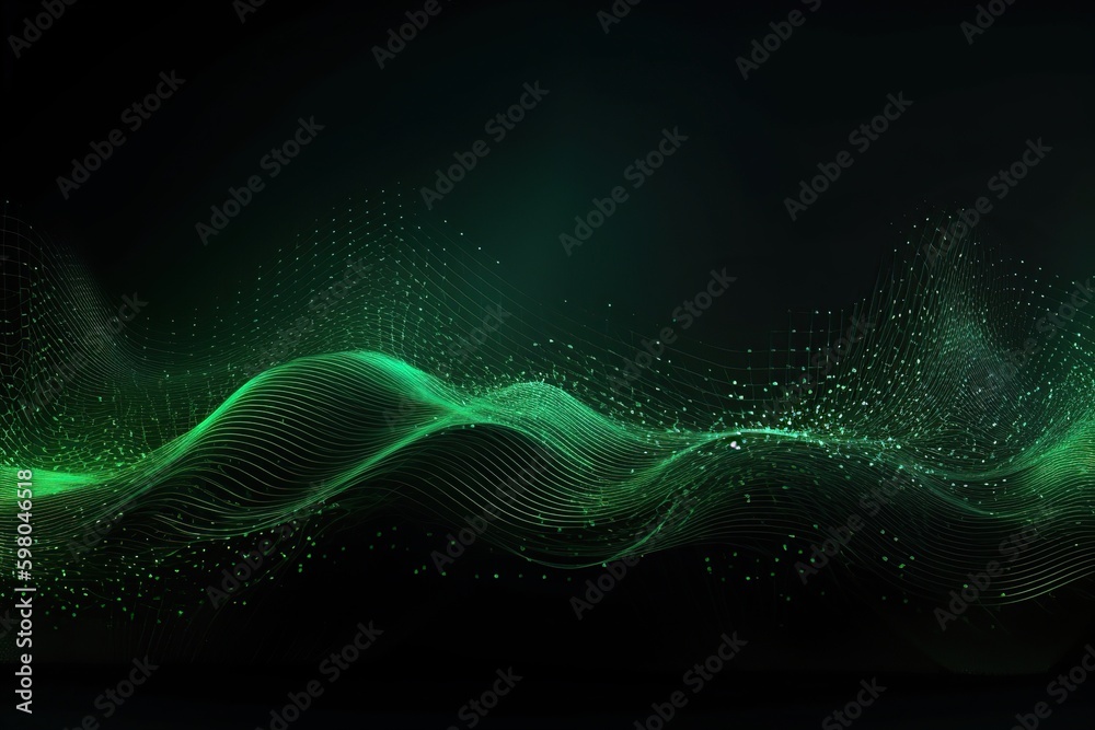 Network technology background. Futuristic tech green background. Low poly wire made with generative AI Scy fi space illustration Network technology background. Futuristic tech green background. Low poly wire made with generative AI Scy fi space illustration