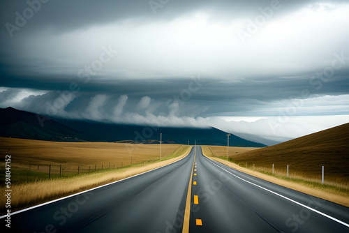el camino y las nubes Fototapet