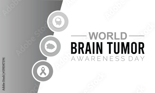 World Brain Tumor day is observed each year on June 8th.in the brain that forms masses called tumors. banner designtemplate Vector illustration background design.