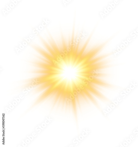 Photo Golden glowing lights effects isolated on transparent background