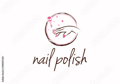Nails polish manicure salon logo design template