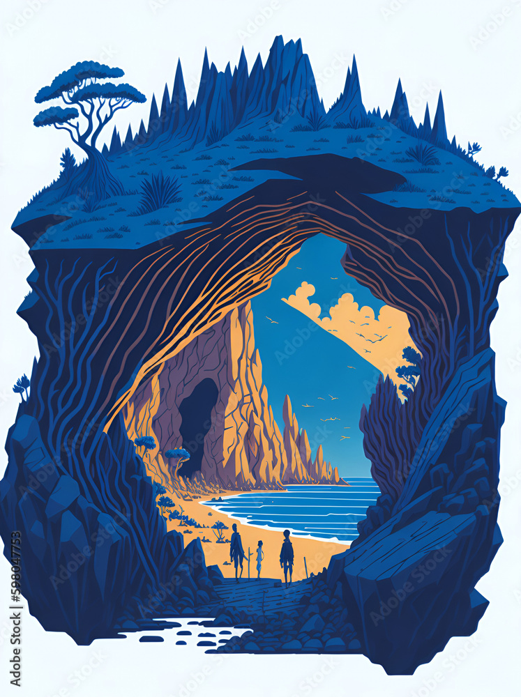 Bamagil caves landscape. AI generated illustration Bamagil caves landscape. AI generated illustration