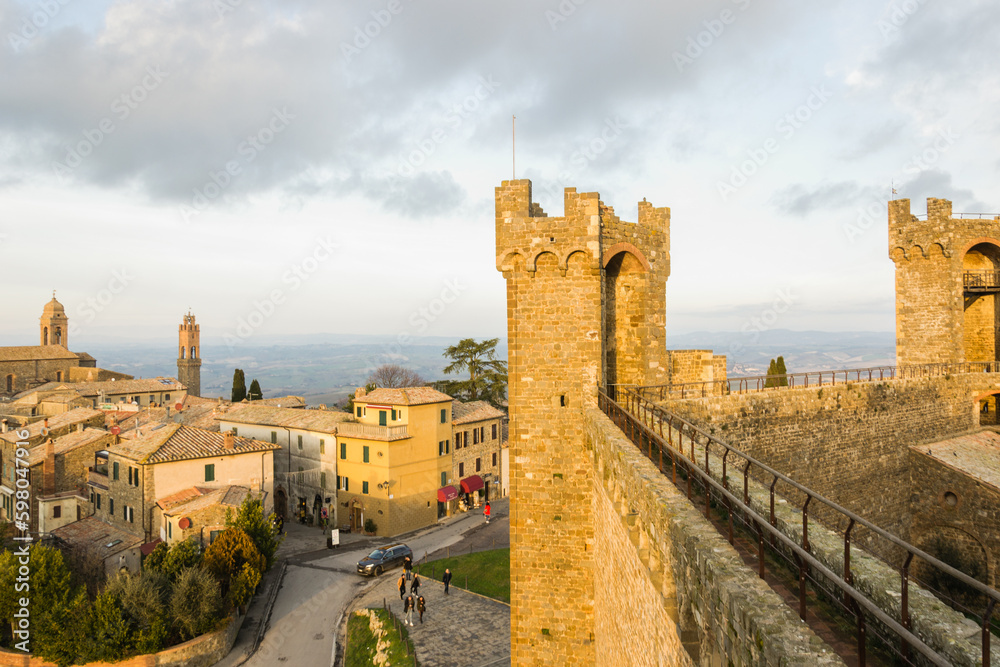 View of the town of Montalcino from the Fortezza in Val d'Orcia, Tuscany, Italy