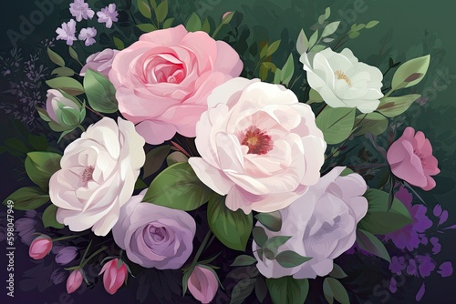 Breath-Taking Bouquet of Blossoming Roses  A Perfect Spring Wedding Decoration  Generative AI