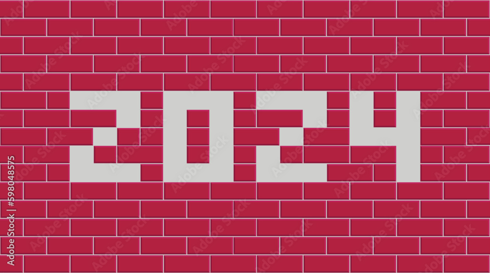 Realistic tiles with New Year's numbers. Happy New Year 2024. Realistic tiles with New Year's numbers. Happy New Year 2024.