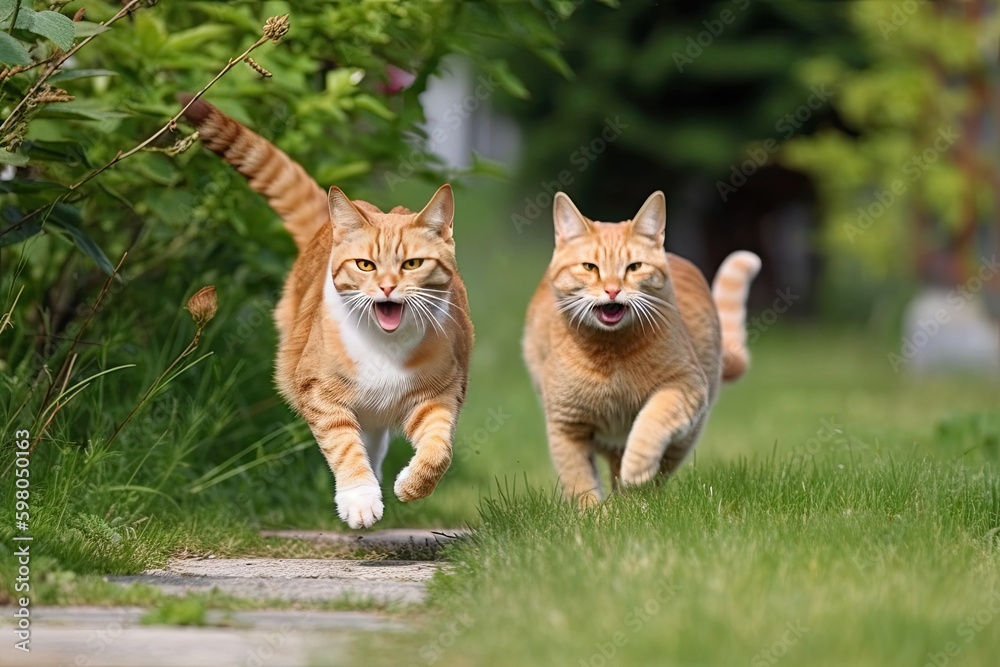 Running happy cats